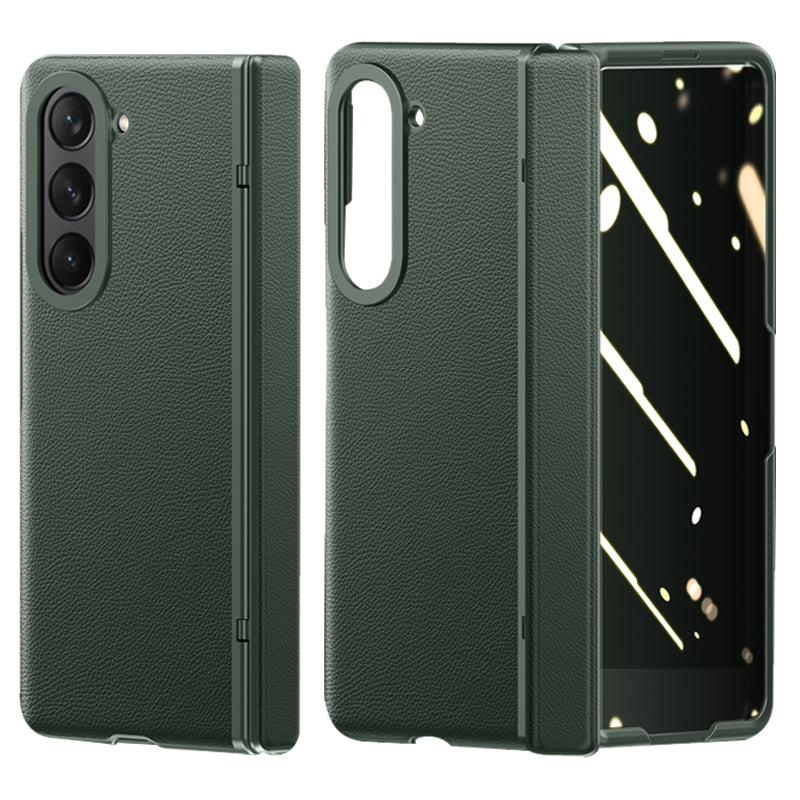 For Samsung Galaxy Z Fold5 5G Hinge Phone Case Skin-touch PU Leather PC Cover with Anti-spy Tempered Glass Film For Samsung Galaxy Z Fold5 5G Hinge Phone Case Skin-touch PU Leather PC Cover with Anti-spy Tempered Glass Film